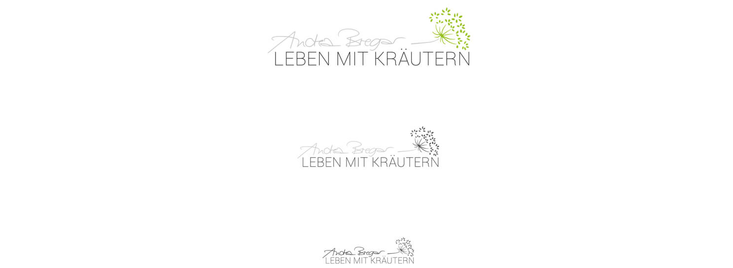 Andrea bregar, Leben mit Kräutern, Basislinie, Logo, Kreation, Werbelinie, Corporate Design, Gutschein