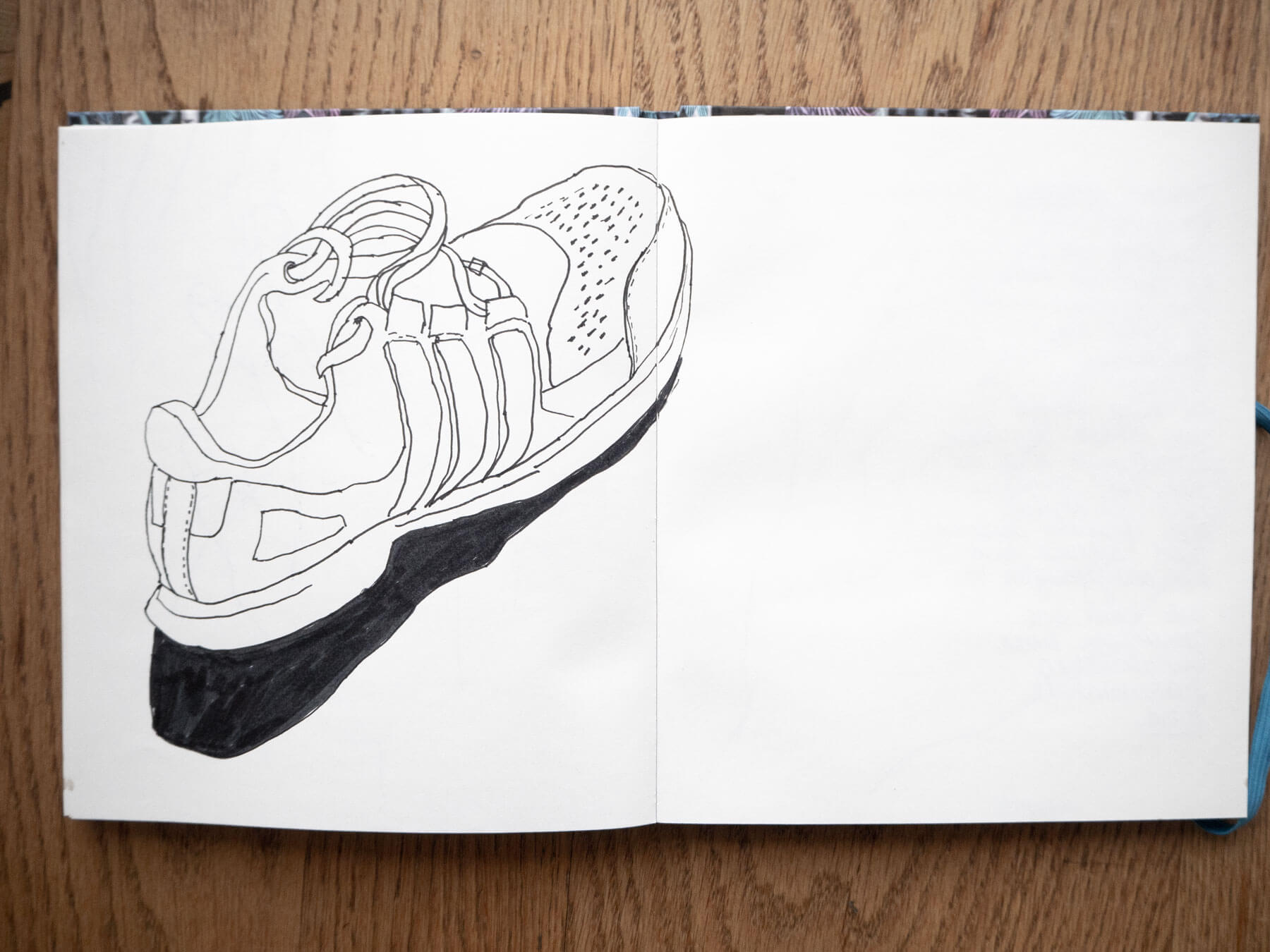 drawing, Zeichnung, Fineliner, Turnschuhe, Sketchbook, Sneaker, üben, Coronazeit, adiddas, Skizzenblock