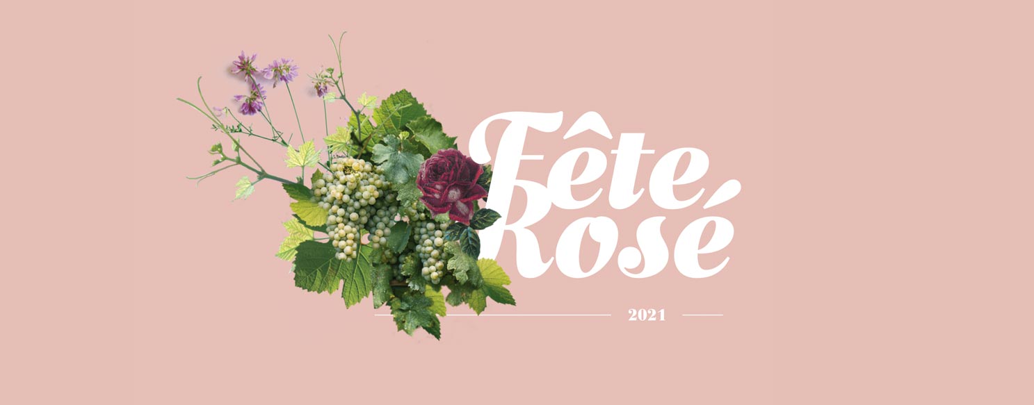 eventdesign, design, Grafik, Dinner in den Weinbergen, Eventlogo, rosa, fete rosé, die Weinblüten, weiblich 