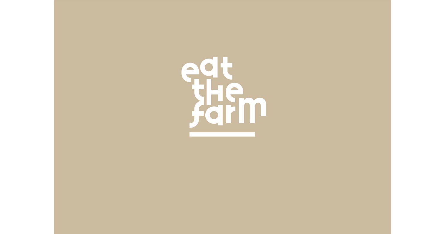 markenlogo, grafik design, event design, eat the farm, Biolandwirtschaft, Dachmarke, Konzept, beige,