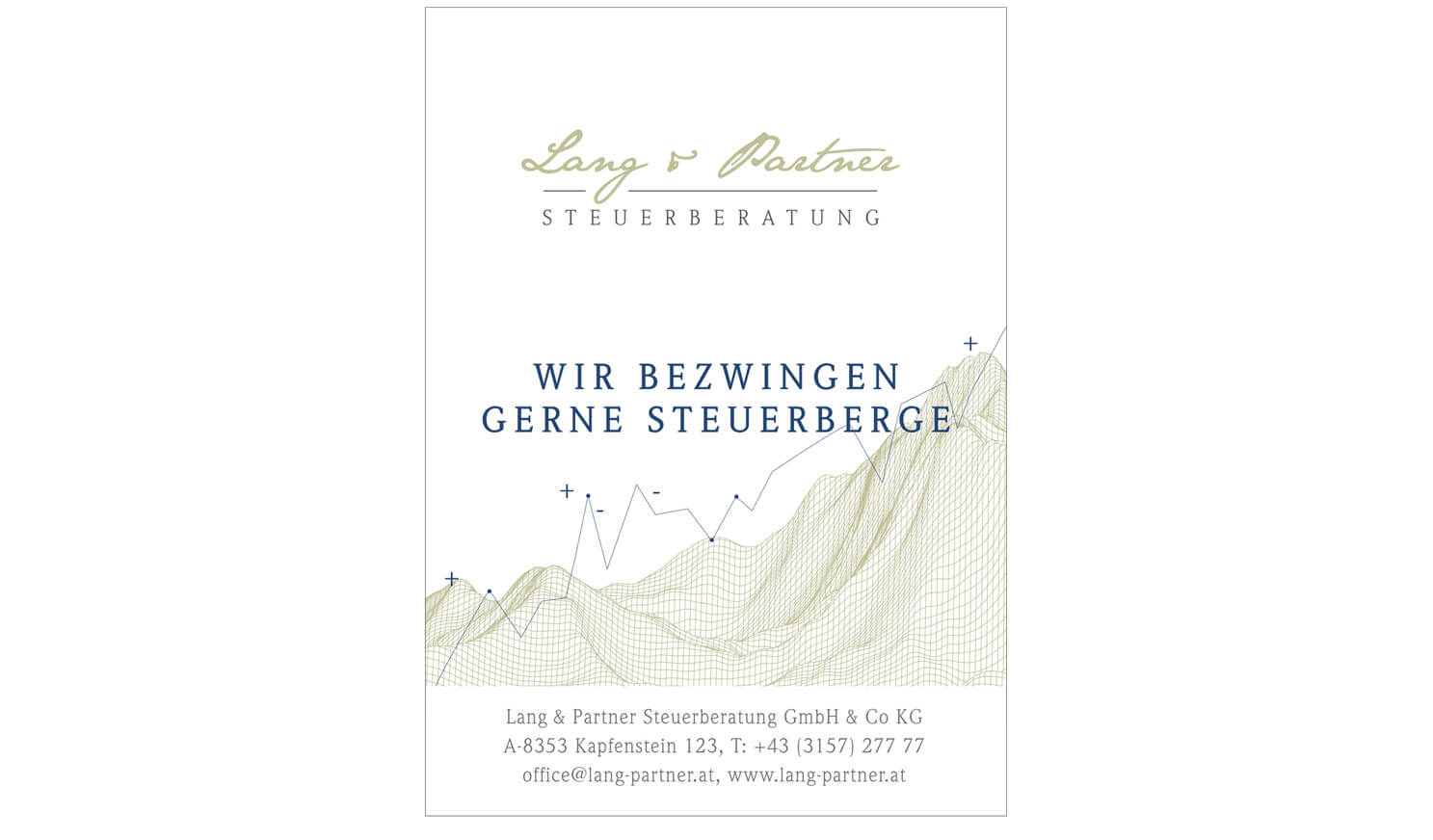 Corporate Design, Farbencombination, Stilelemente, Farbcode, Logo, Lang & Partner Steuerberatung, Inserat, Slogan