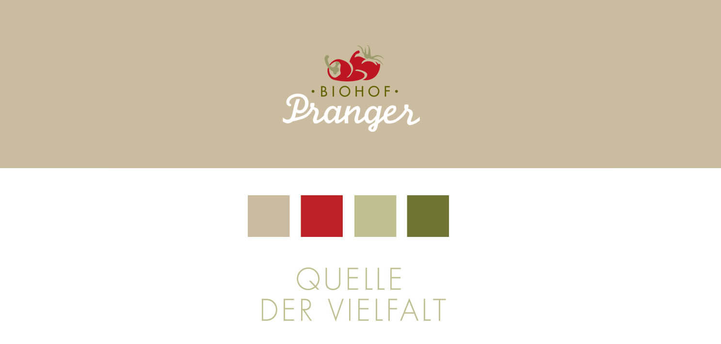 biohof Pranger, Biogemüse, Corporate design, Logo, Basiskonzept, Kreation, Drucksorten, Image, Imagefolder, Prospekt, Visiten, Website